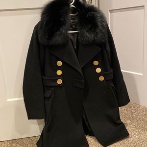 Black coat with fur collar